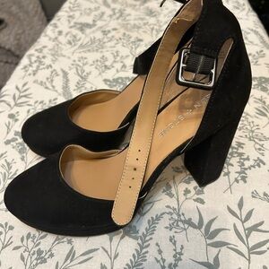 Sun + Stone Black Heels with Buckle Strap